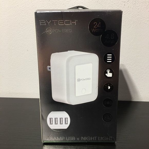 NEW Bytech B Powered 4.8 Amp USB + night light touch sensor light sensor - Picture 1 of 4